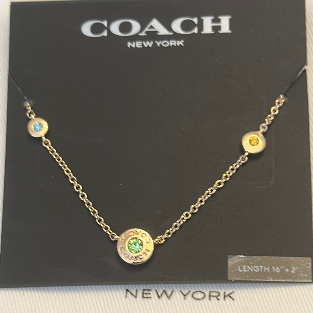 Coach gold and multicolored gems necklace